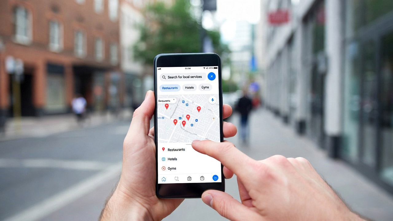 customer searching for small business service on smartphone